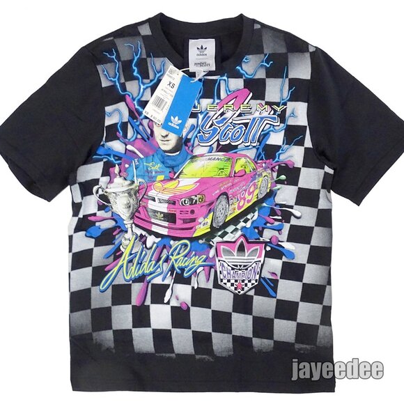 $60 ADIDAS ORIGINALS x JEREMY SCOTT RALLY RACING GRAPHIC SHIRT HG6512 BLACK XS - Picture 6 of 7